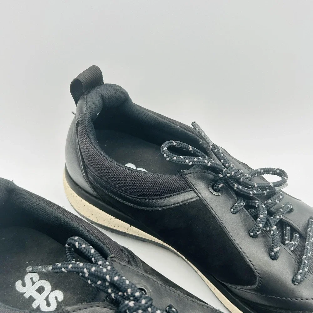 SAS Walking Shoes Mens Size 7.5 M Black Leather Suede Mesh Comfort Lace Up